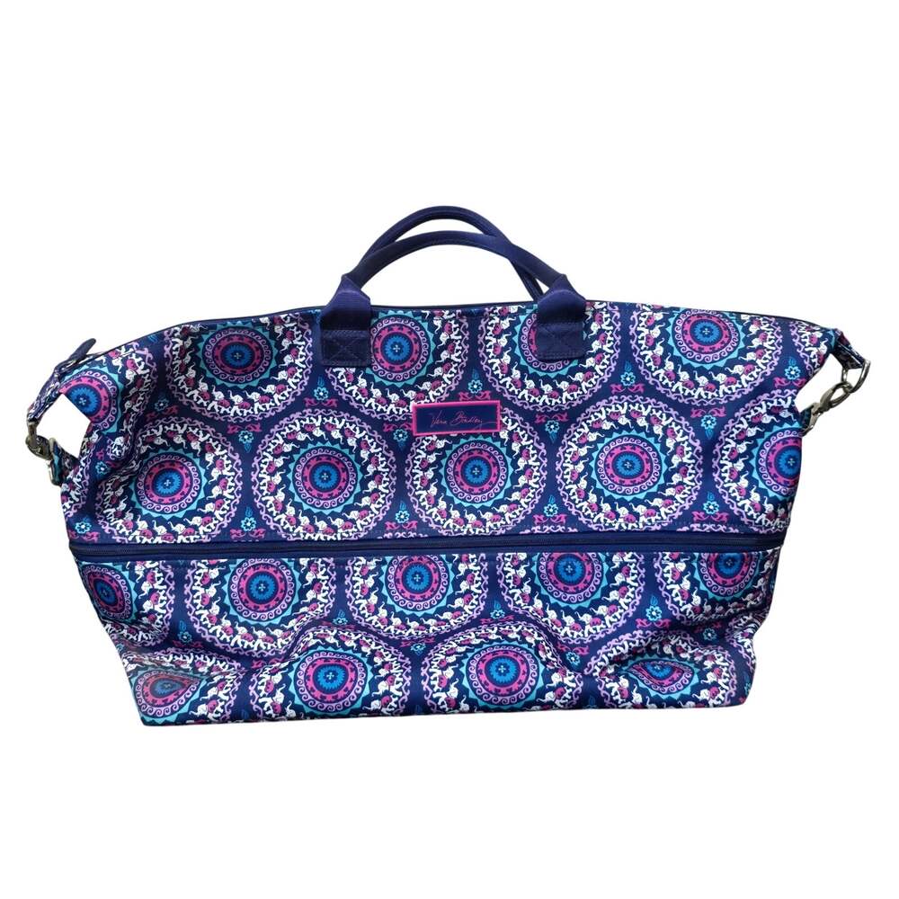 Vera Bradley Lighten Up Weekender Expandable Travel Bag Blue Mandala Elephant